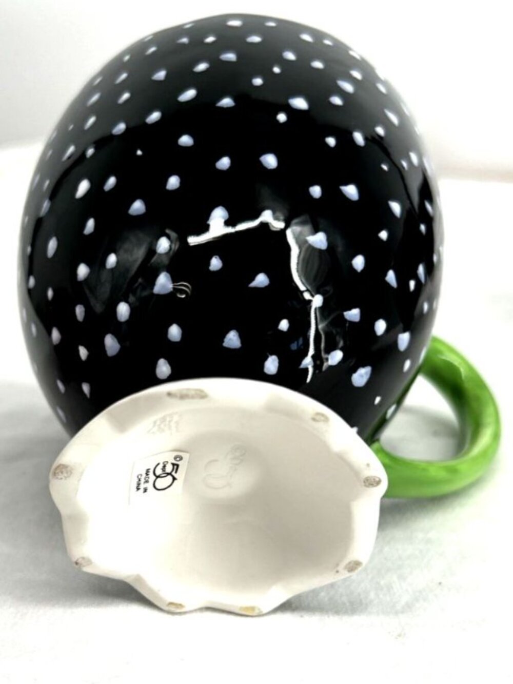 Dept 56 Ceramic Cracked Egg Coffee Mug Cup Set of 4 Black White Dot Easter - Picture 7 of 8